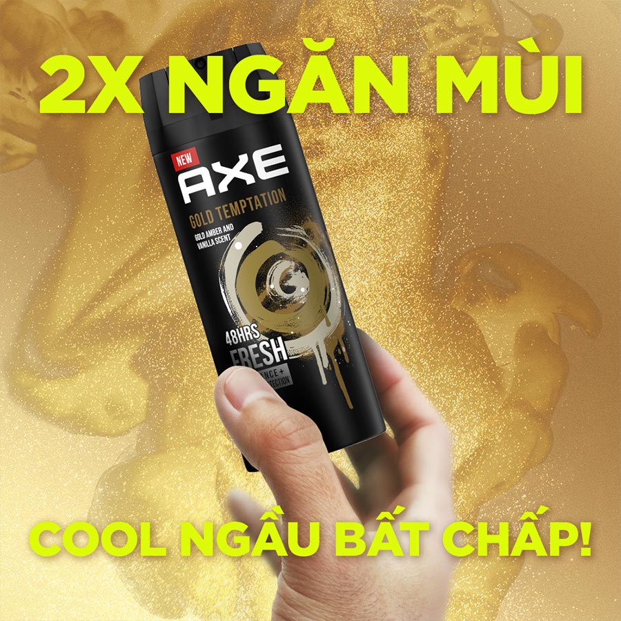 Xịt nước hoa toàn thân Axe Khử mùi cho nam Hương thơm nồng ấm tinh tế từ hổ phách vàng và vanilla 135ml