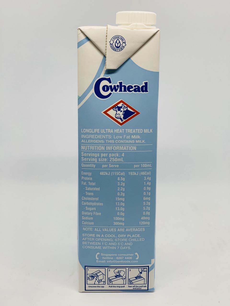 Sữa tươi tiệt trùng ít béo Úc Cowhead Low Fat 1L - 1 THÙNG