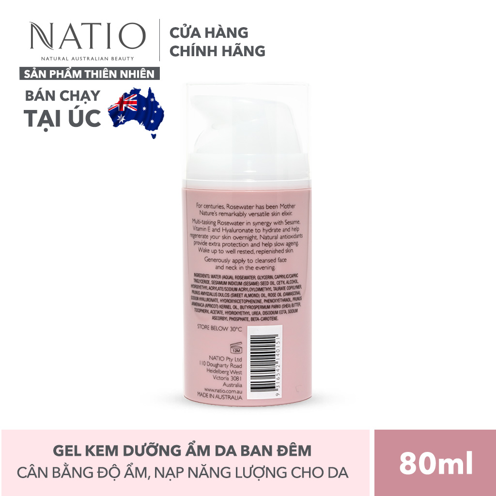 Gel Kem Dưỡng Ẩm Da Ban Đêm Natio Rosewater Hydration Moisture Recharge Night Cream-Gel 80ml