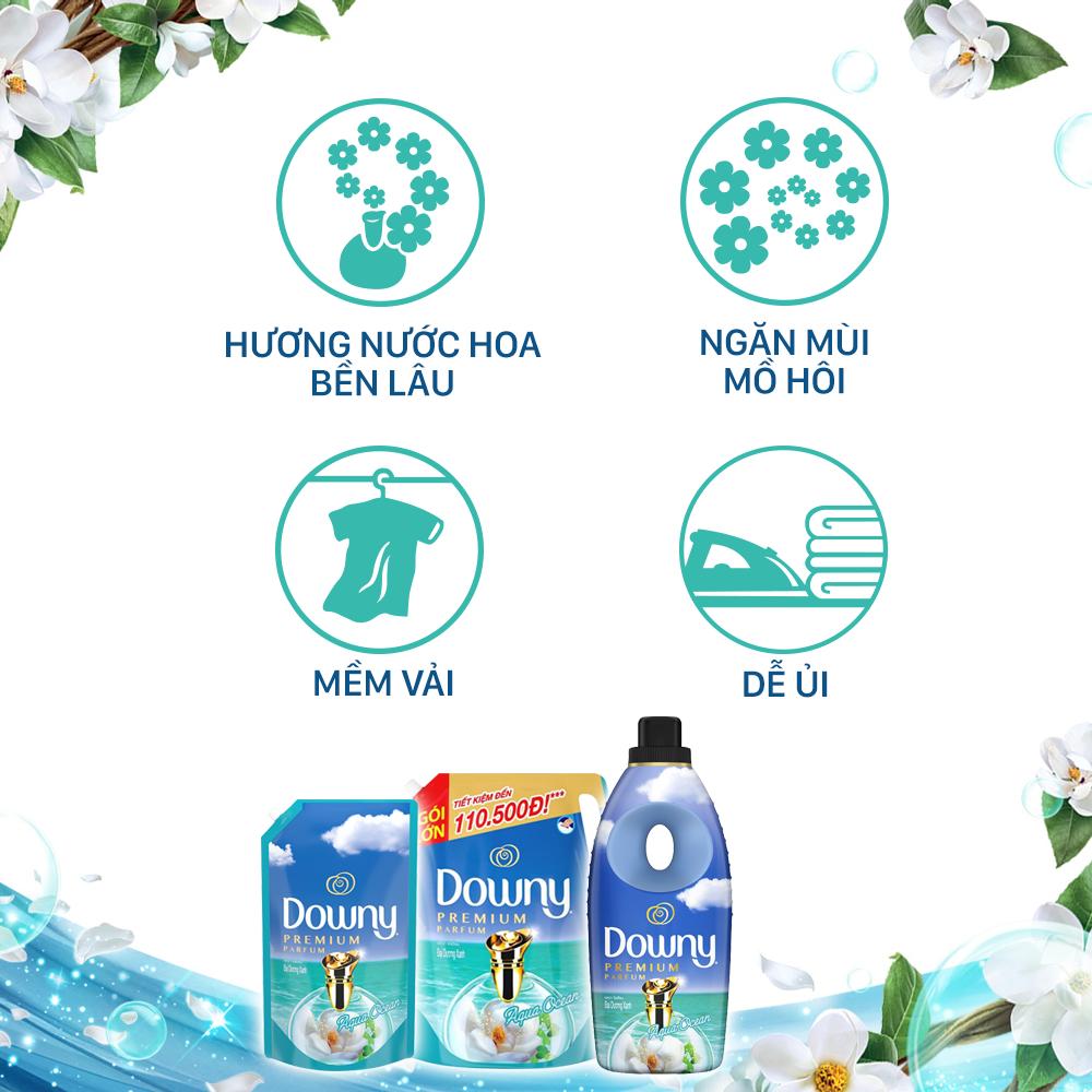 Nước Xả Vải Downy Đại Dương Xanh đậm đặc Dạng Túi 2.1L