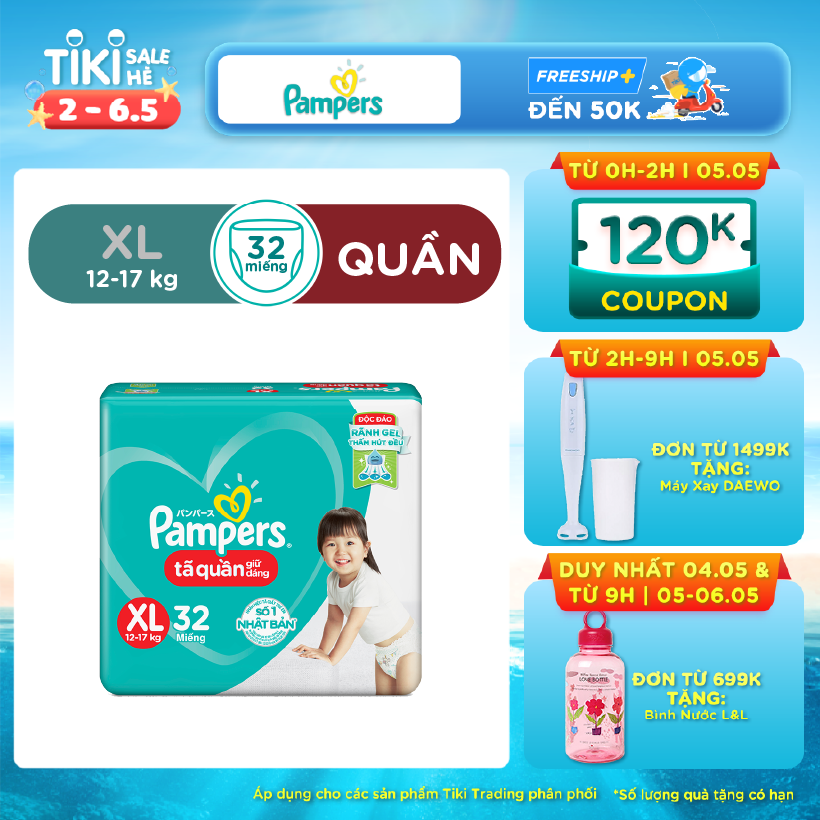 Tã Quần Pampers Giữ Dáng Mới Gói Lớn L36/XL32/XXL28/M40