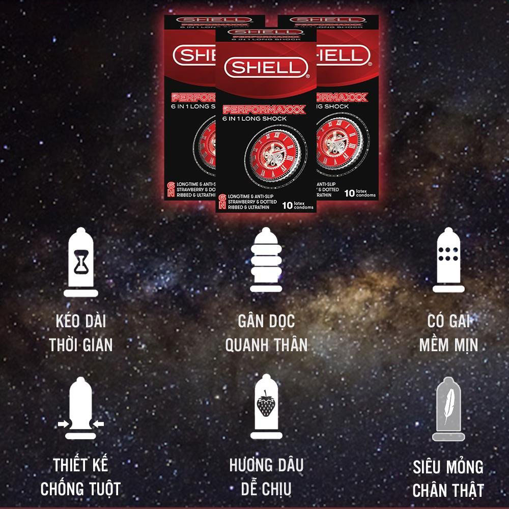 Bao cao su Shell Premium 5 in 1 Long Shock