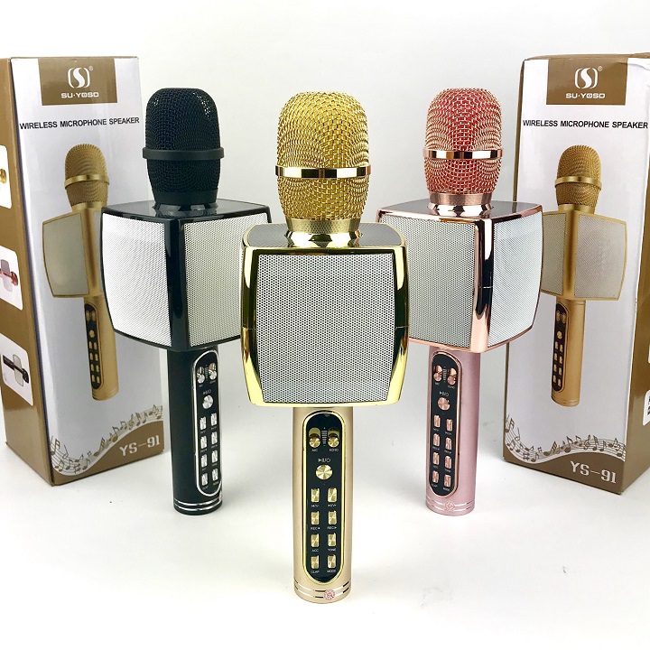Micro Karaoke Bluetooth Kèm loa Bass GUTEK YS91 Bass Cực Ấm, Mic Bắt Giọng, Âm Bass Cực Hay, Gắn Usb, Thẻ Nhớ, Cổng 3.5 - Hàng chính hãng