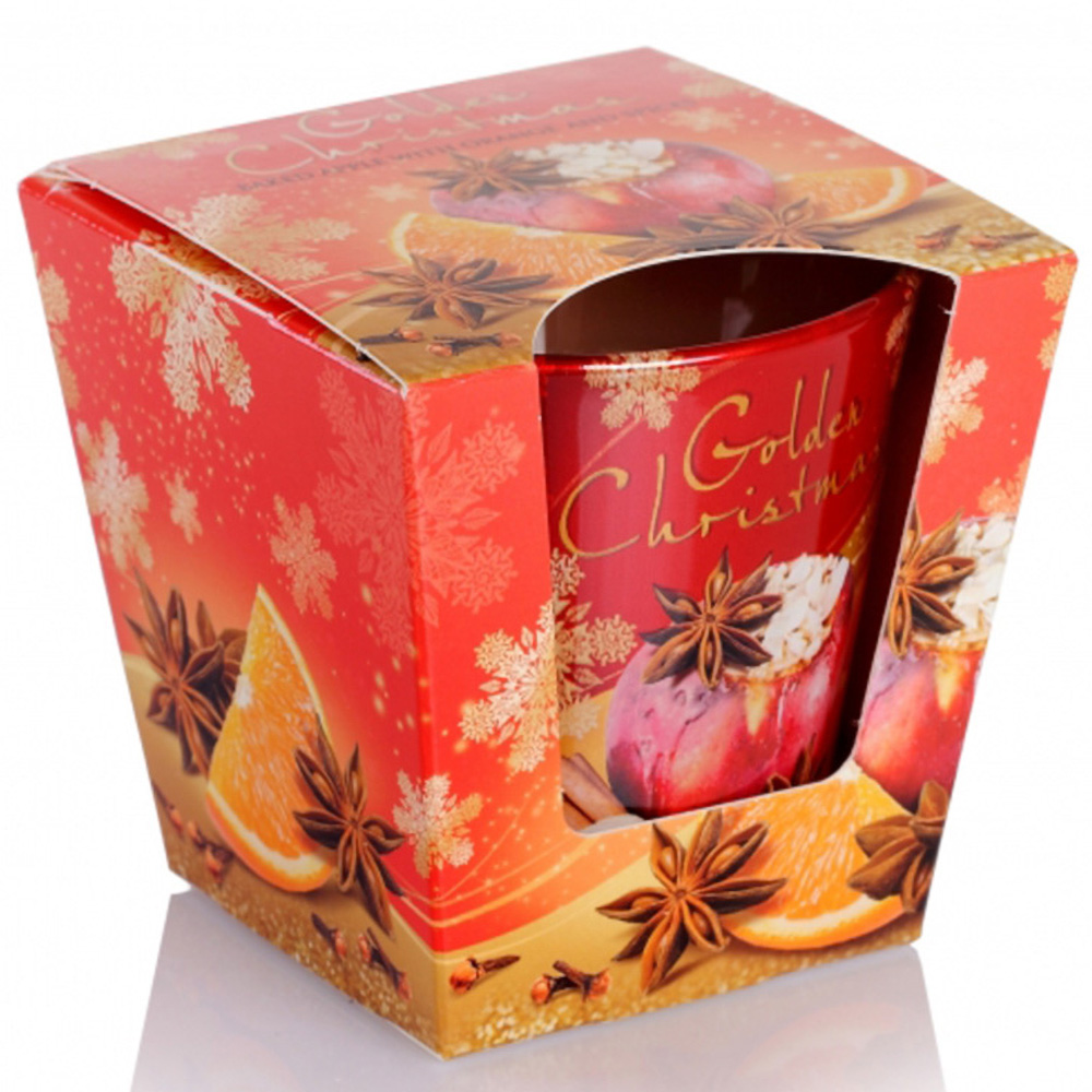 Ly nến thơm tinh dầu Bartek Golden Christmas 115g QT06552 - táo, quế, hồi (Giao mẫu ngẫu nhiên)