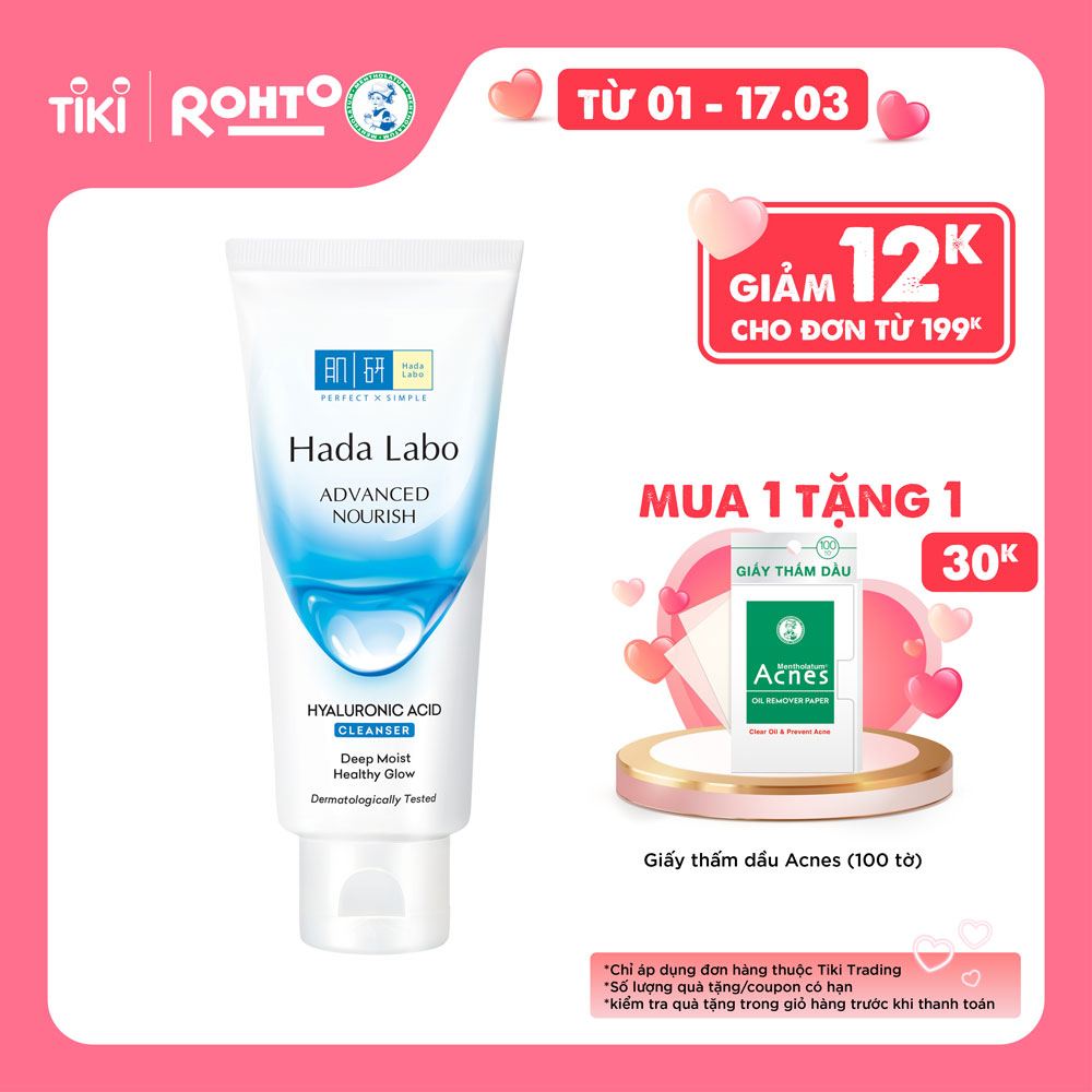 Kem rửa mặt dưỡng ẩm Hada Labo Advanced Nourish Hyaluronic Acid Cleanser (80g)