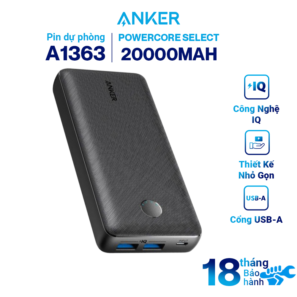 Pin Sạc Dự Phòng Anker PowerCore Select 20000mAh - A1363 - Hàng Chính Hãng