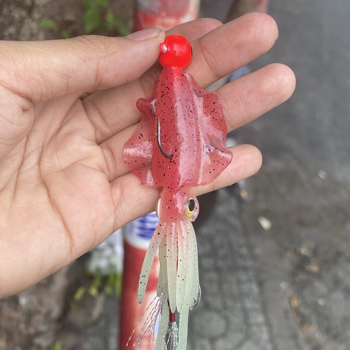 Mồi mưc giả câu cá biển kích thước 13cm x 25g gắn lưỡi jig head, dạng mồi mềm câu cá ngừ cá bống mú, cá chẽm cá nhồng măng hiệu quả