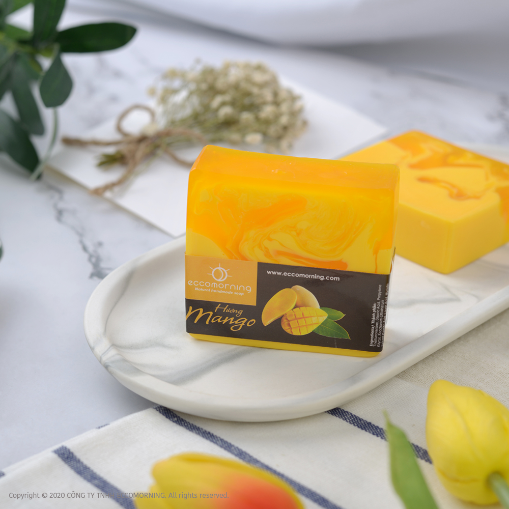 Xà Bông Thiên Nhiên Handmade eccomorning Hình Vuông Hương Xoài - Mango Soap
