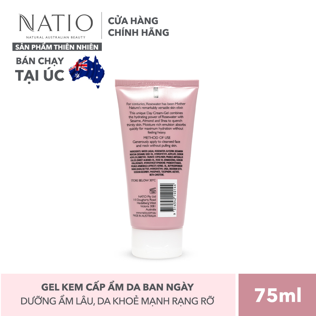 Gel Kem Cấp Ẩm Da Ban Ngày Natio Rosewater Hydration Moisture Boost Day Cream-Gel 75ml