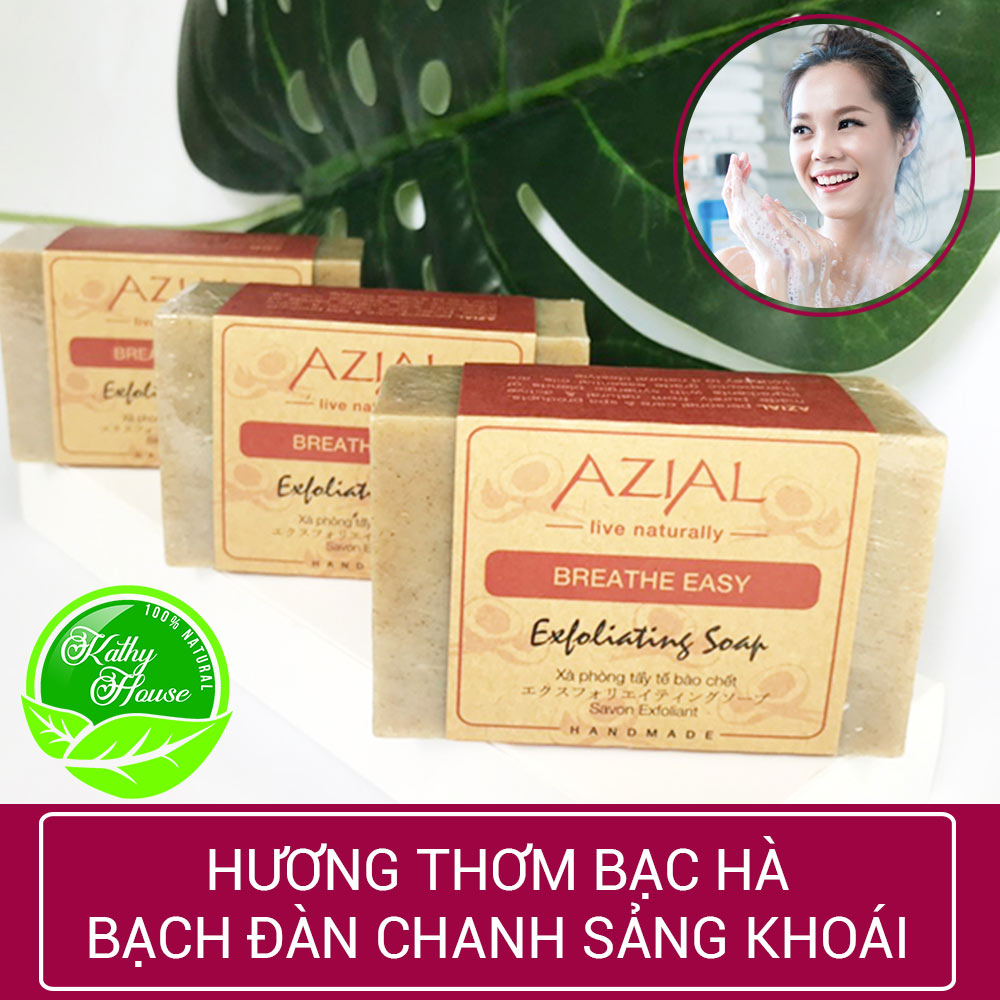 Xà phòng tắm tẩy tế bào chết AZIAL Breathe Easy Exfoliating Soap, 100% thiên nhiên, phù hợp với mọi loại da