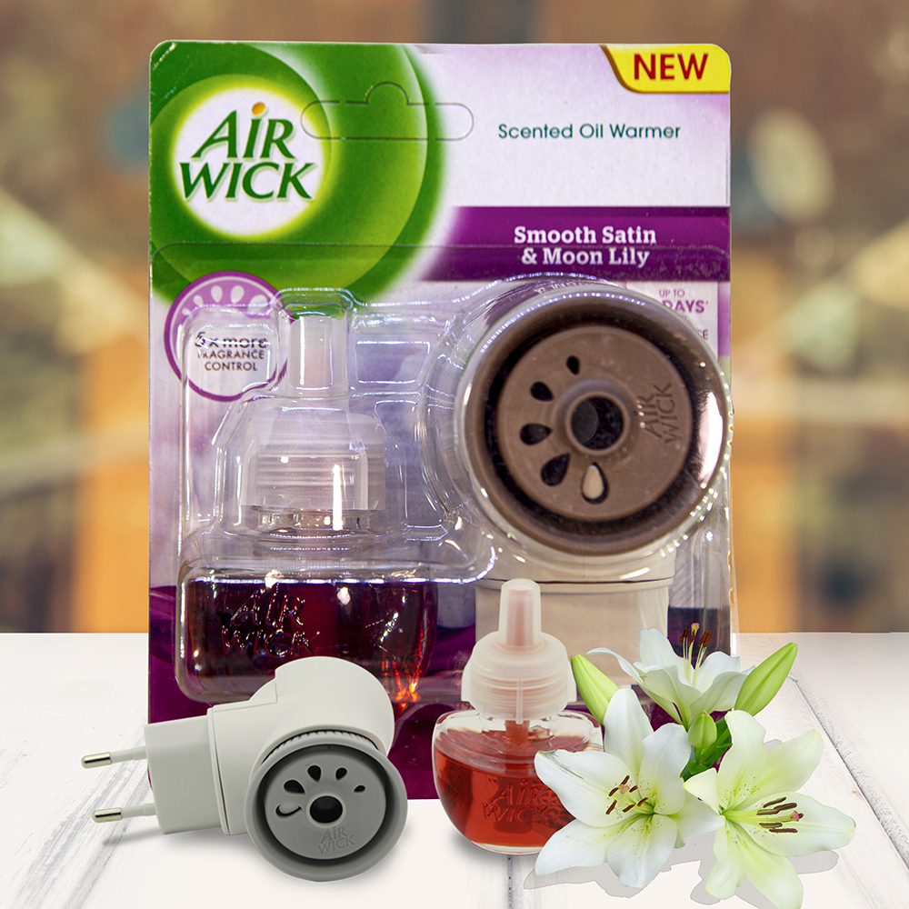 Bộ khuếch tán tinh dầu tự động Air Wick Smooth Satin &amp; Moon Lily 19ml QT04987 - hương hoa ly