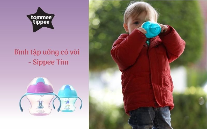 Bình tập uống có vòi cho bé Tommee Tippee First Sippee 150ml từ 4 tháng - Tím