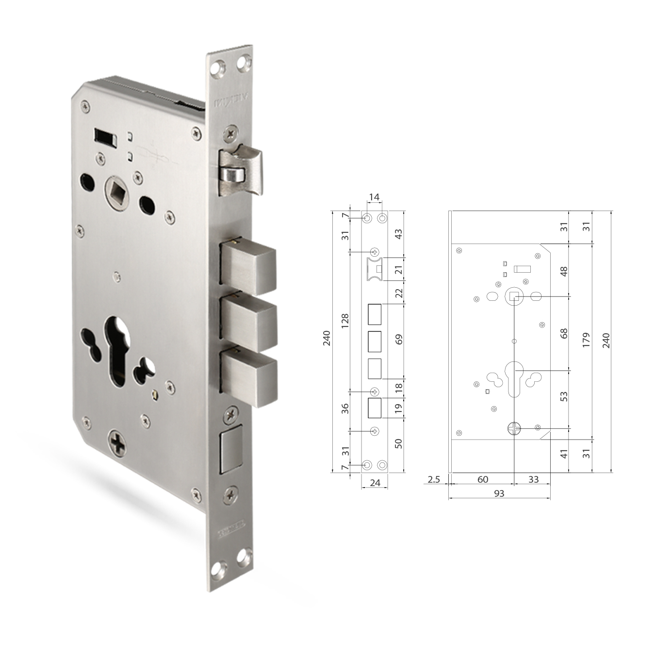 Khóa điện tử VICKINI 39801.001 CP crom bóng. Mở bằng vân tay, mật mã, thẻ từ, chìa cơ. Hàng chính hãng