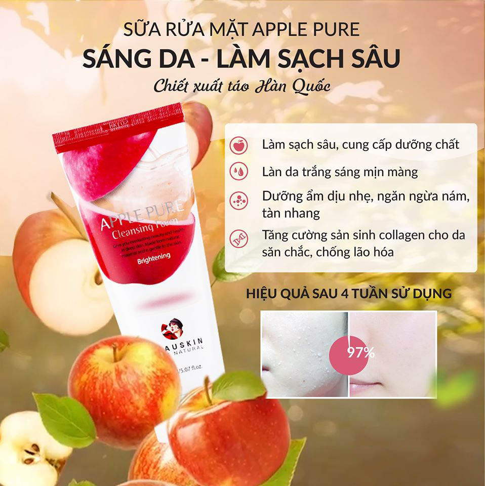 Tẩy da chết làm sạch sâu và loại bỏ mụn đầu đen cao cấp Beauskin Apple White Peeling Gel 150ml - Hàn Quốc Chính Hãng