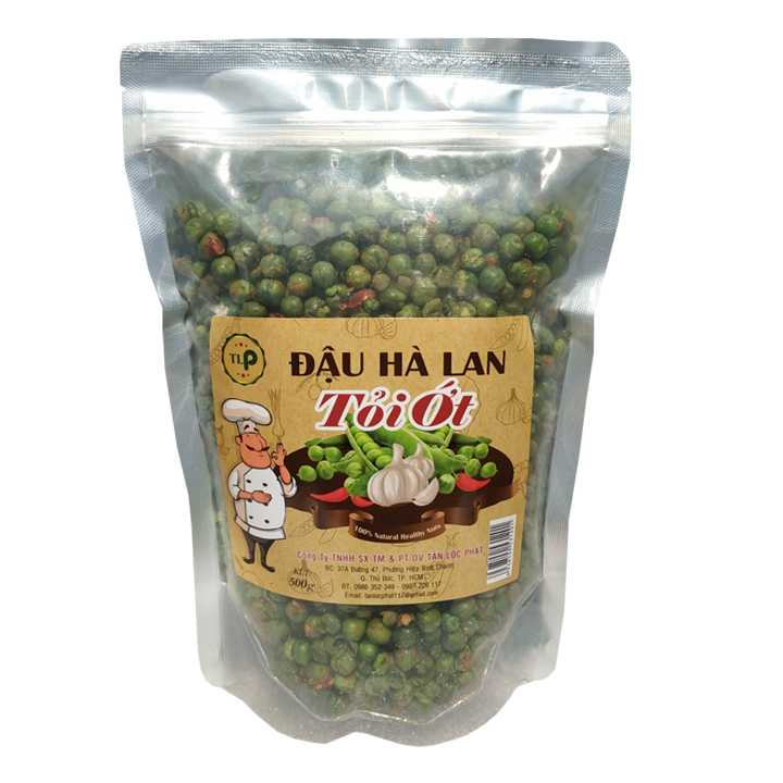 1Kg 2 Bịch đậu Hà Lan sấy giòn tỏi ớt đặc biệt