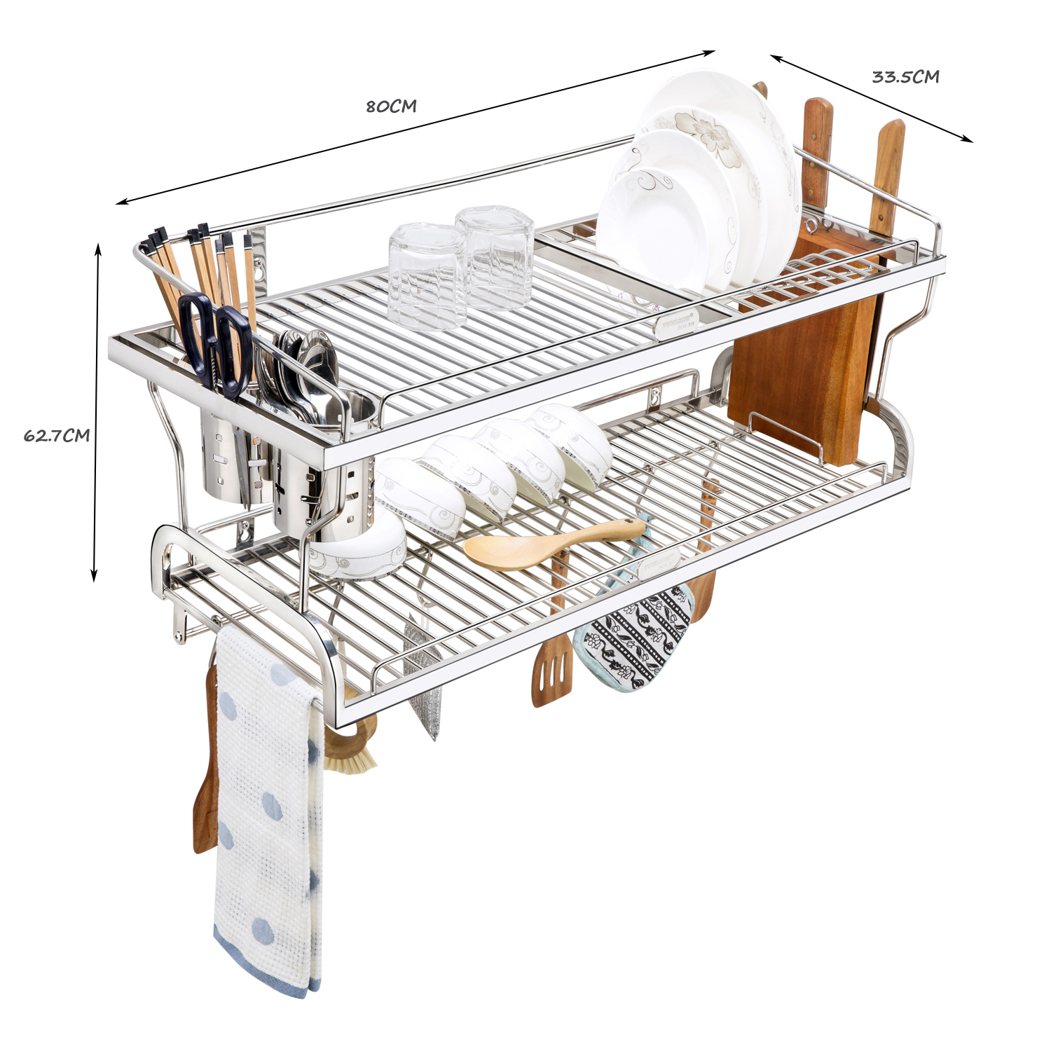 Kệ sóng chén 8 tấc bắt vít inox 304 TOVASHU 304-8XC2