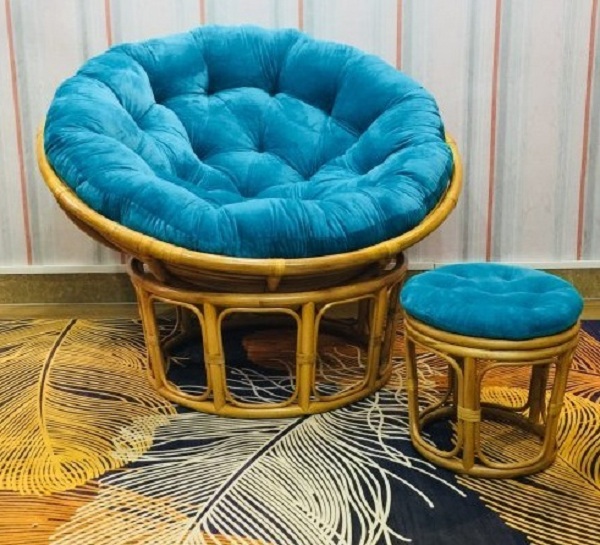 Đệm ngồi ghế papasan - Vải Nhung Vàng lông bò - 1m