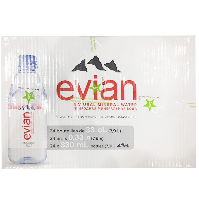 Thùng nước khoáng Evian - 330ml, 24 chai