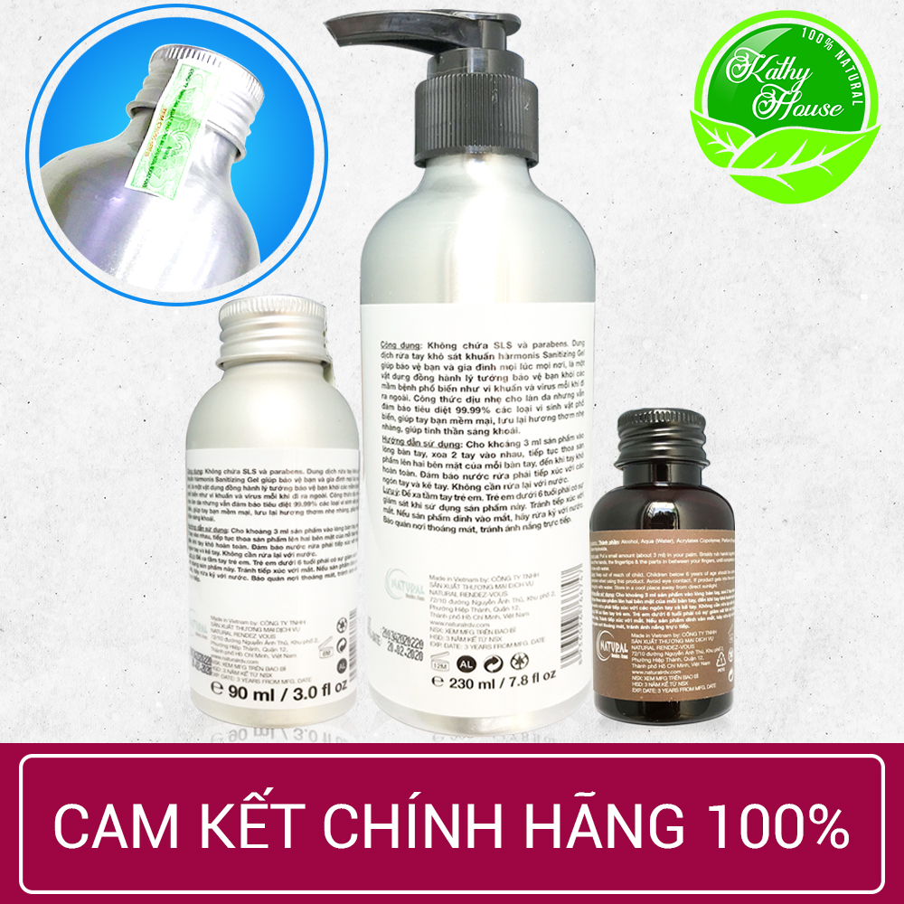 Nước rửa tay khô hàrmonis Hand Sanitizing Gel, diệt khuẩn 99.9%, không gây khô da, không chứa Paraben, SLS 230ml