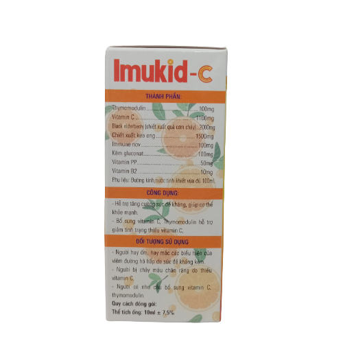 Tăng cường sức đề kháng - Siro IMUKID C bổ sung vitamin C và Thymomodulin ( hộp 20 ống) - hàng chính hãng 