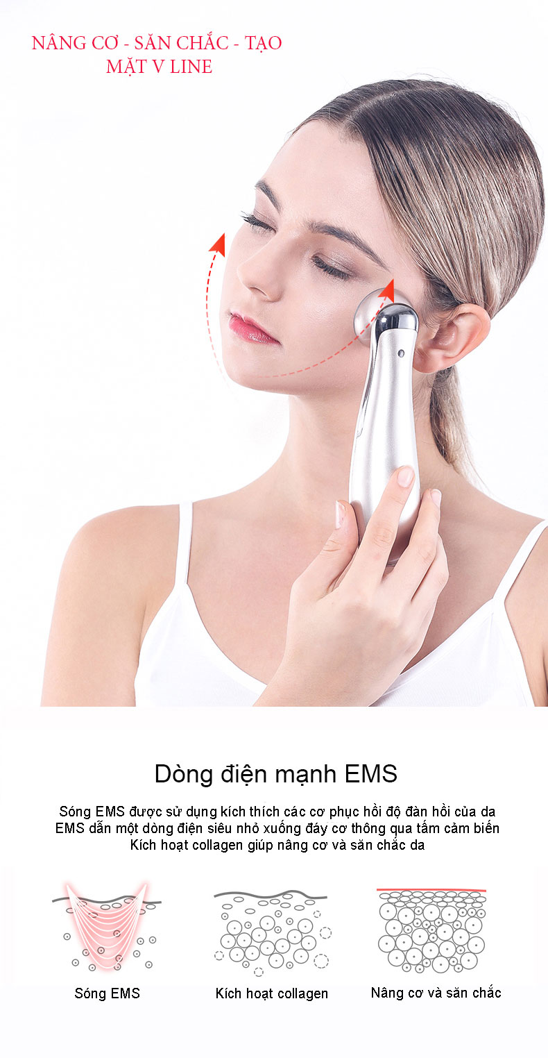 Máy Massge Mặt Nâng Cơ, Thúc Đẩy Collagen Bằng Sóng EMS và RF,  Kết Hợp Ánh Sáng Sinh Học Giúp Trẻ Hóa Da Cao Cấp - Hàng Chính Hãng