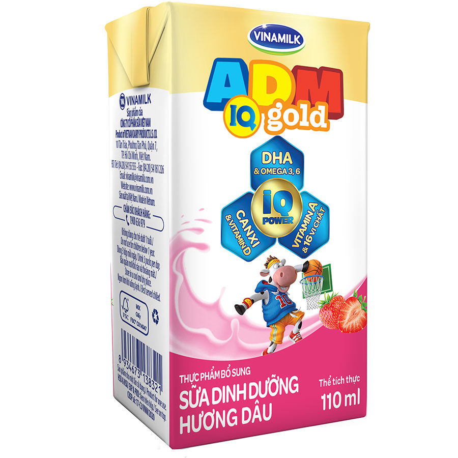 Thùng 48 Hộp Sữa dinh dưỡng Hương Dâu Vinamilk ADM (110ml)