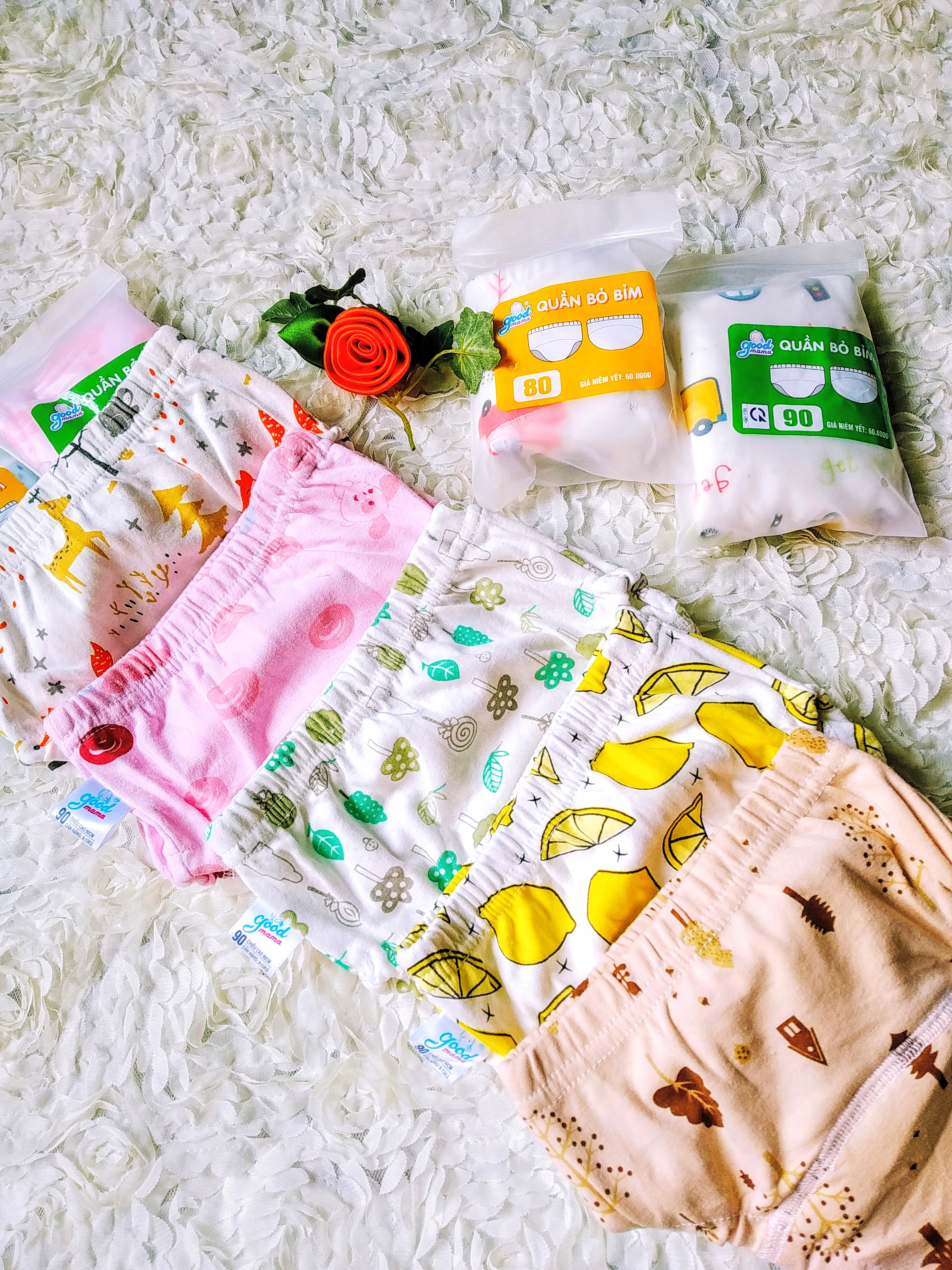 Combo 5 Quần bỏ bỉm cao cấp vải cotton 6 lớp siêu thấm hiệu Goodmama cho Bé Gái từ 5-17 kg.