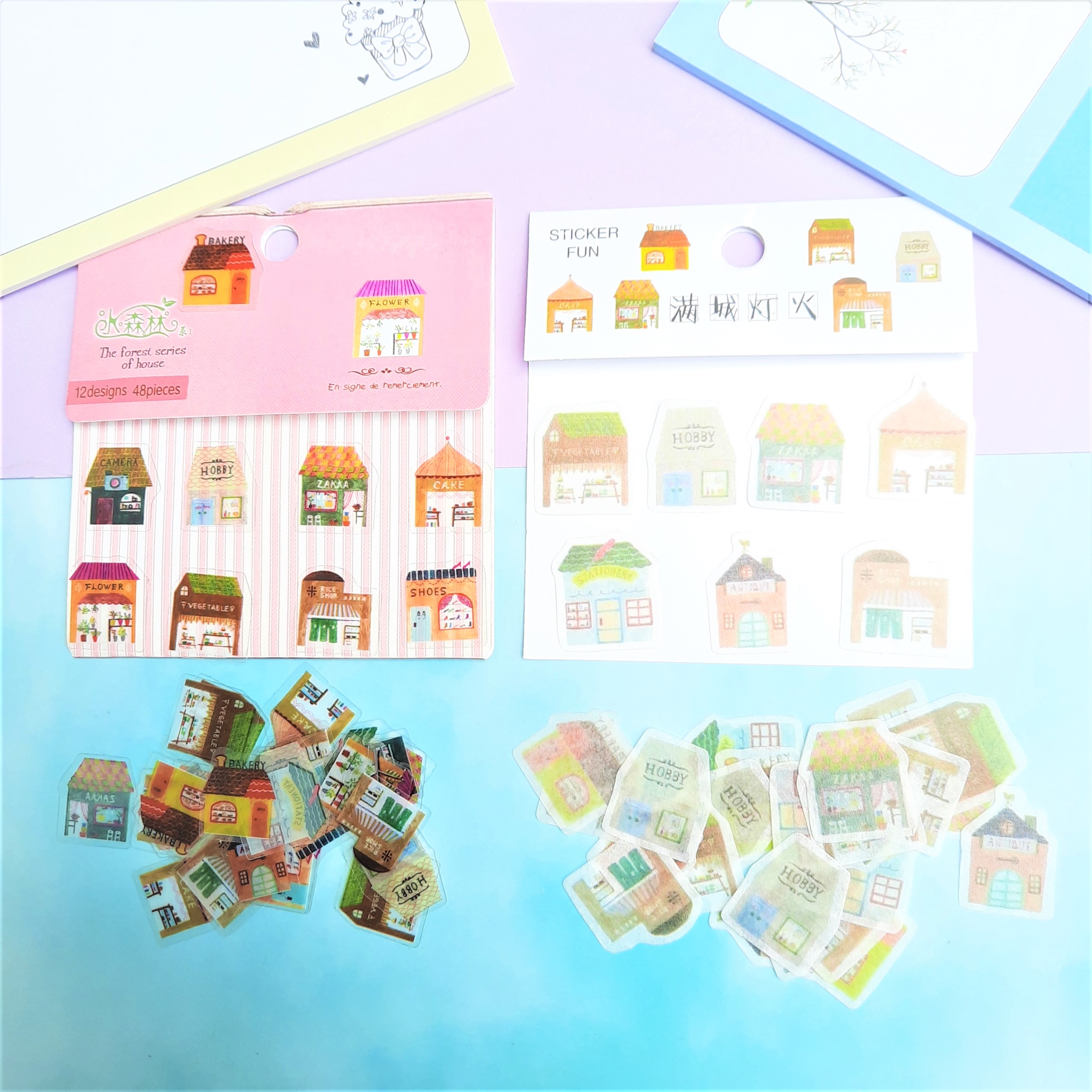 Combo 2 Bộ 32, 48 Sticker Hình Dán Mini Ngôi Nhà