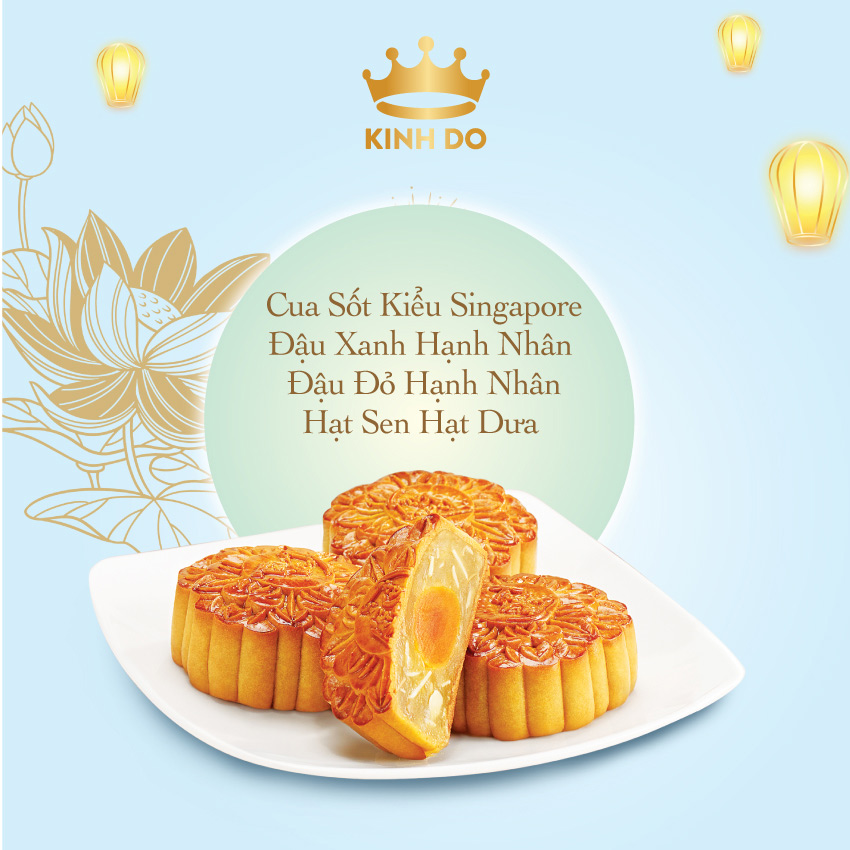 Hộp bánh trung thu Kinh Đô cao cấp - Trăng Vàng Hồng Ngọc An Bình (4 Bánh x 160gr)