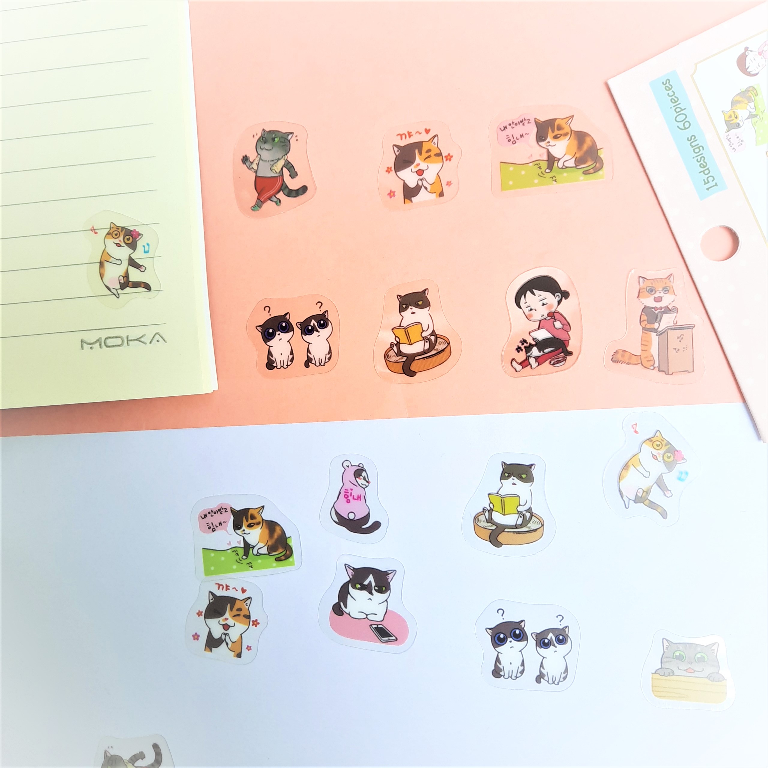 Combo 2 Bộ 60 Sticker Hình Dán Mini Bốn Con Mèo