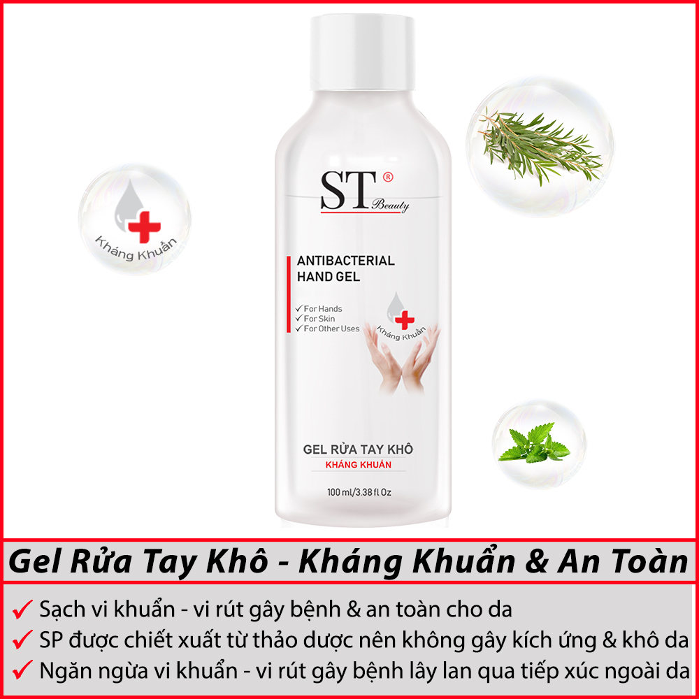 Gel Rửa Tay Khô 100ml - ST Beauty - Kháng Khuẩn &amp; An Toàn - Làm Mềm Mịn &amp; Cân Bằng Độ Ẩm Cho Da