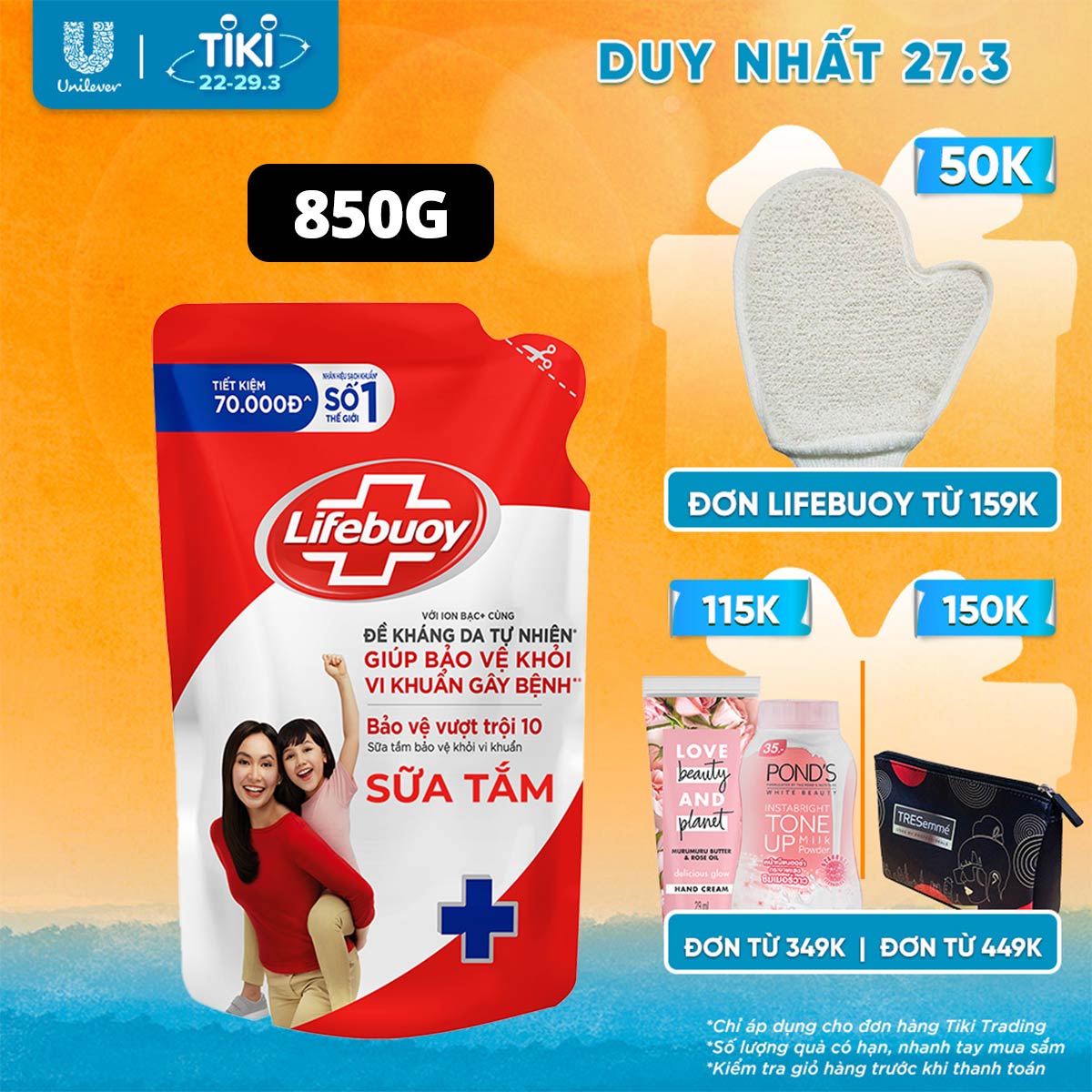 Sữa Tắm Lifebuoy Sạch Khuẩn Bảo Vệ Khỏi 99.9% Vi Khuẩn Chứa Ion Bạc+ Hỗ Trợ Cùng Đề Kháng Da Tự Nhiên Túi 800G