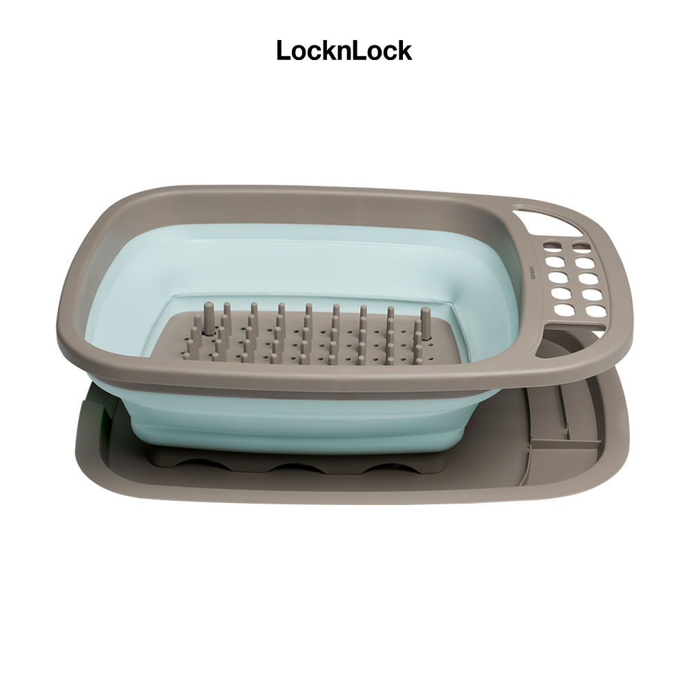 Kệ Chén Đĩa Gấp Gọn Kèm Khay Hứng Nước Lock&Lock LDR140GRY