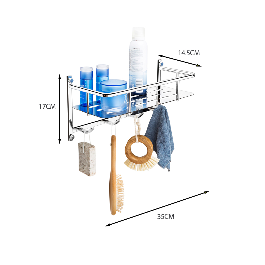 Kệ inox tấm dài đơn có móc inox 304 TOVASHU MTD1