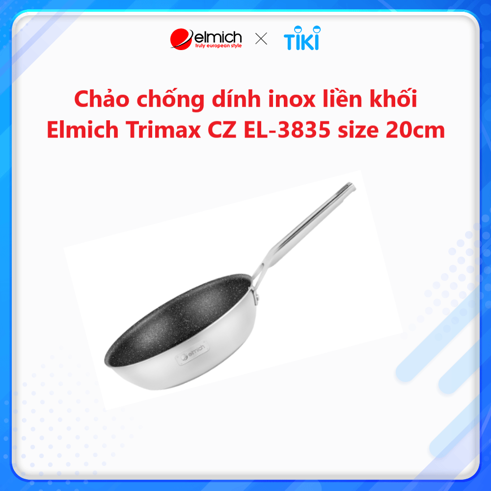 Chảo chống dính Inox liền khối Elmich Trimax Cz EL-3836 size