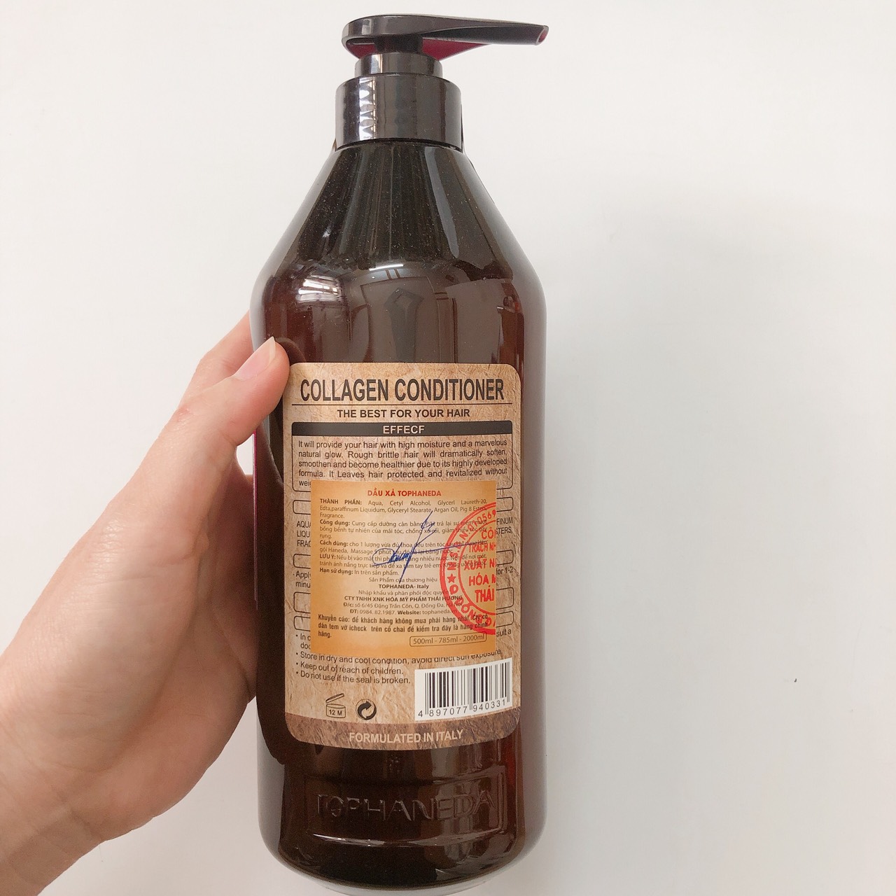 Dầu xả Top Haneda Collagen conditioner phục hồi siêu mượt tóc 785ml - Hàng chính hãng