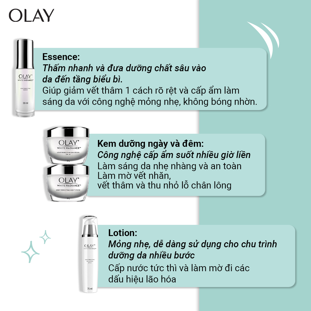 Combo Kem Dưỡng Ẩm Trắng Da Ngày Đêm Olay White Radiance 50g