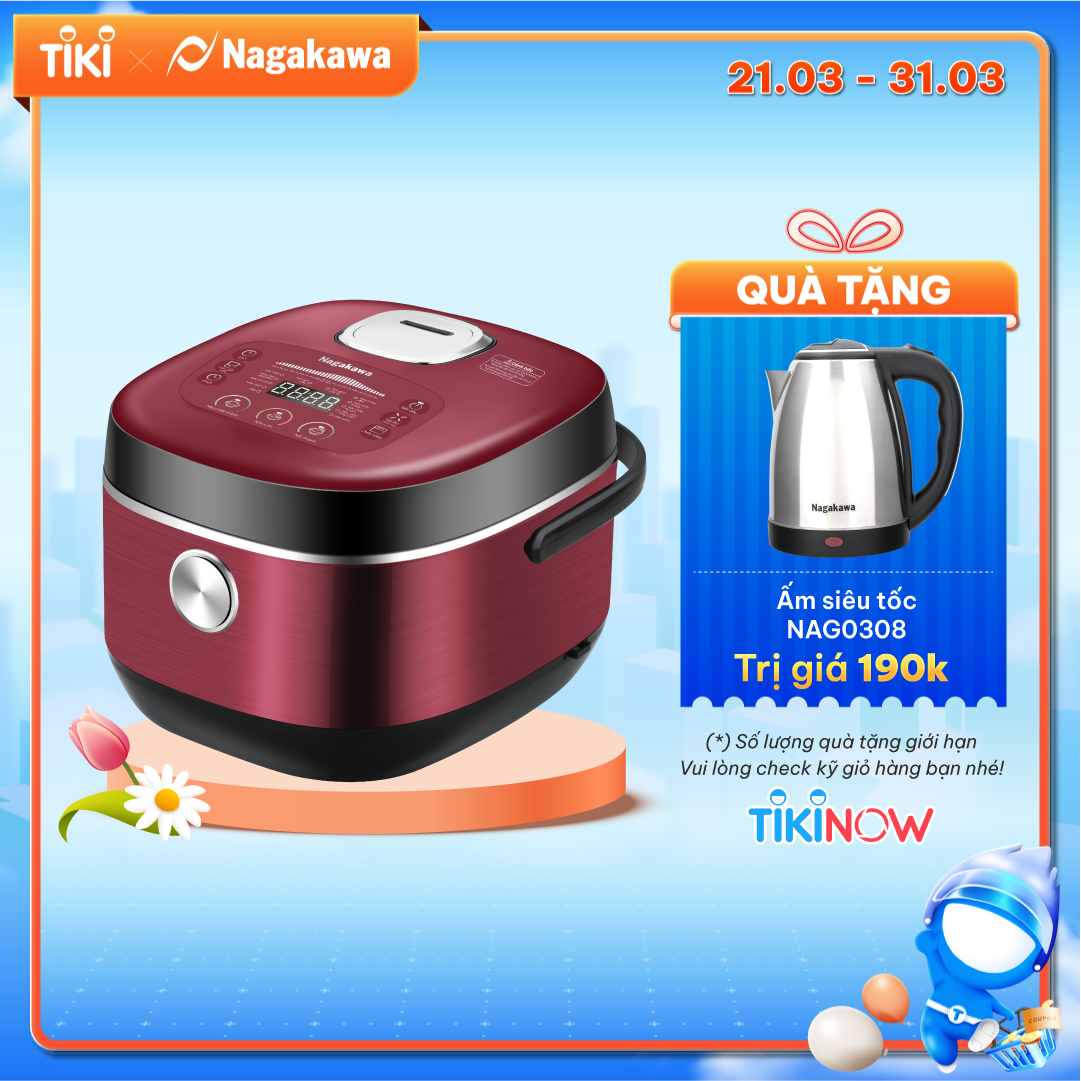 Nồi Cơm Điện Tử Lòng Niêu Nagakawa NAG0135 (1.8L - 900W) - Tích Hợp 10 Chương Trình Nấu - Hàng Chính Hãng