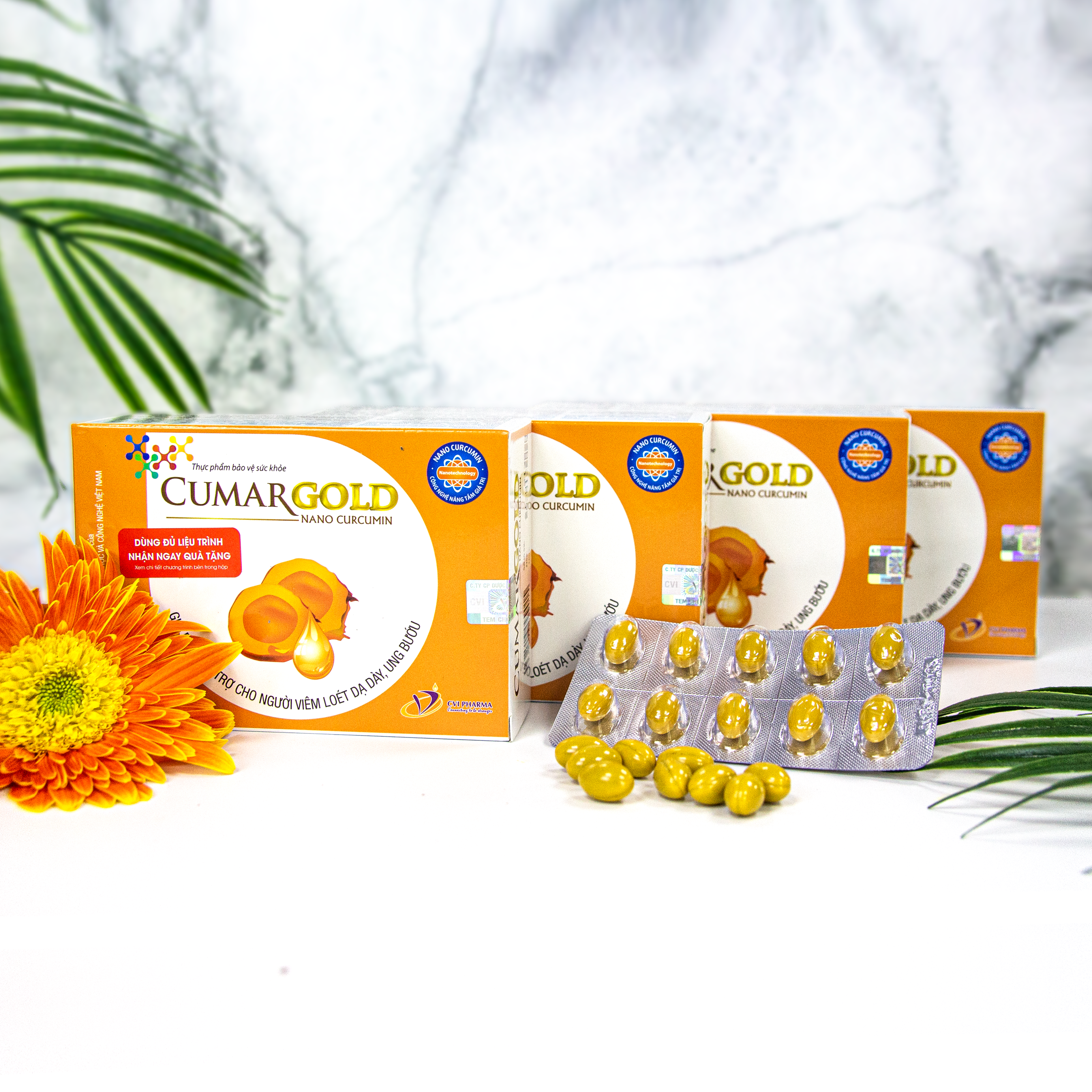 CumarGold chính hãng - Tinh nghệ Nano Curcumin 150 mg giảm viêm loét dạ dày, vi khuẩn HP, hộp 30 viên nang mềm