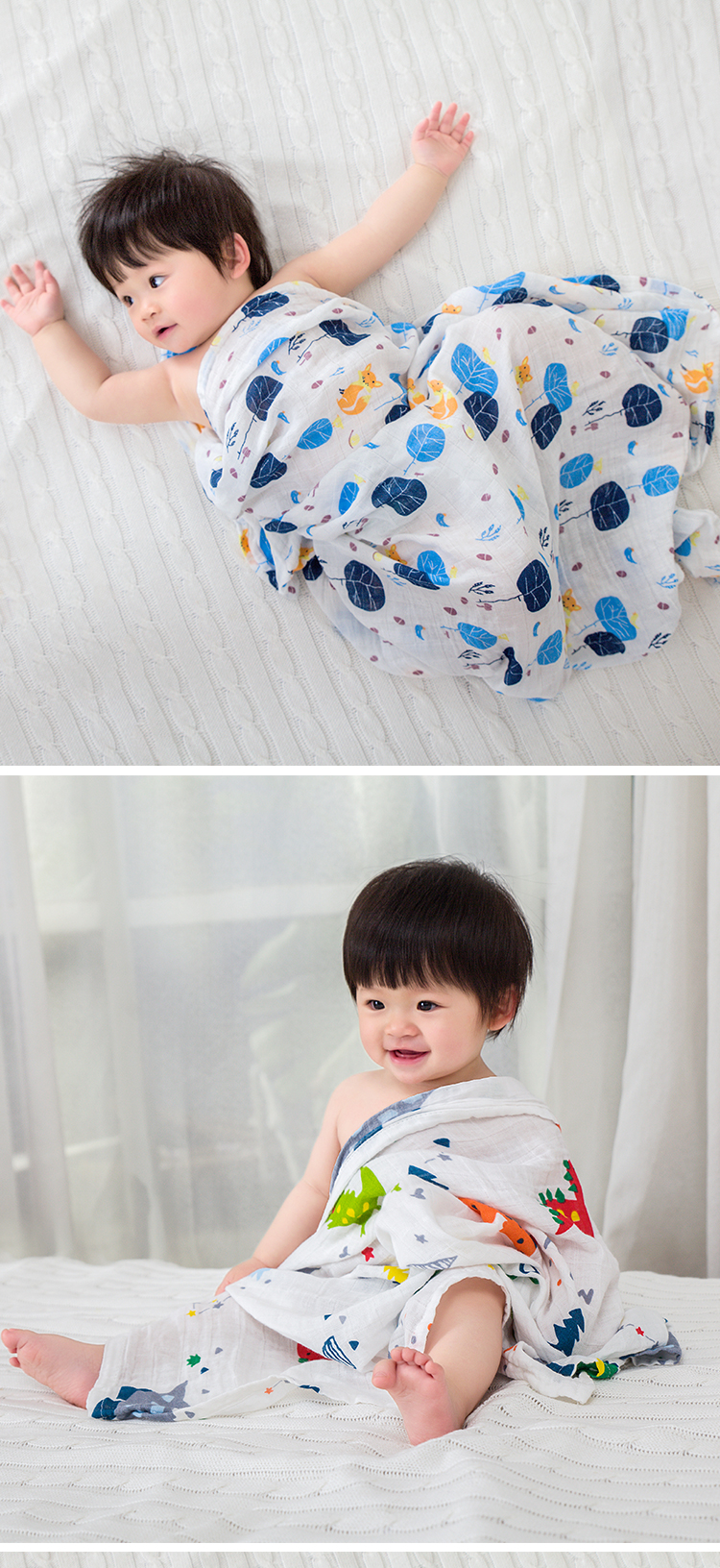 Set 4 Khăn Tắm Bonny Sợi Tre Siêu Mềm Và Thấm Hút Cho Bé