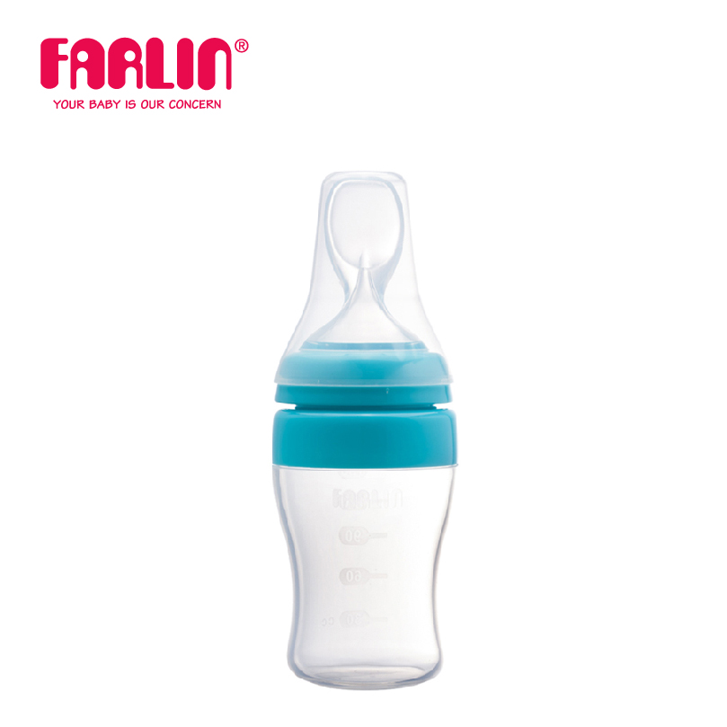 Bình Thìa Ăn Dặm Cho Bé Cổ Rộng FARLIN - Màu Xanh - 150ml