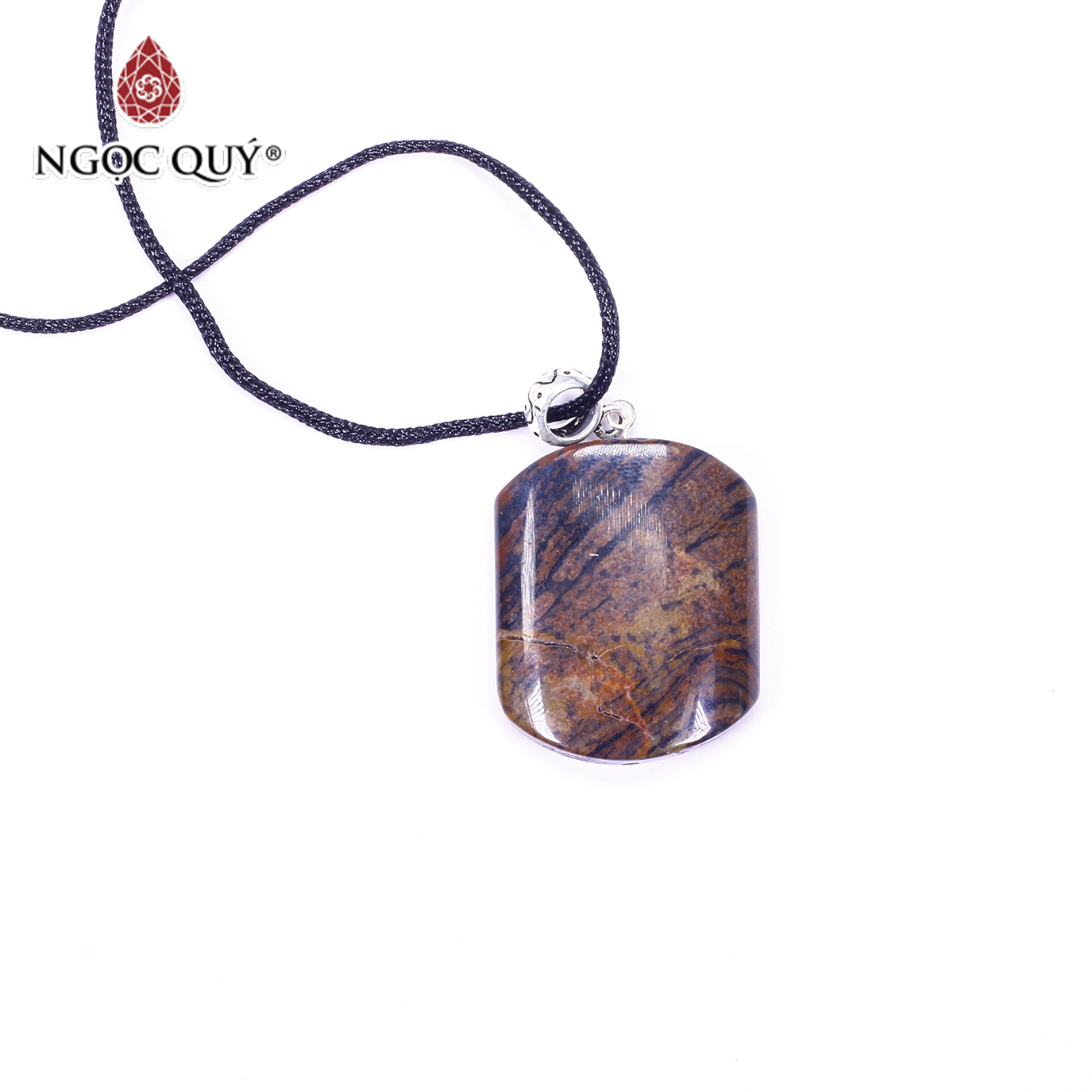 Mặt dây chuyền gổ hóa thạch 30x25mm mệnh hỏa, mộc - Ngọc Quý Gemstones