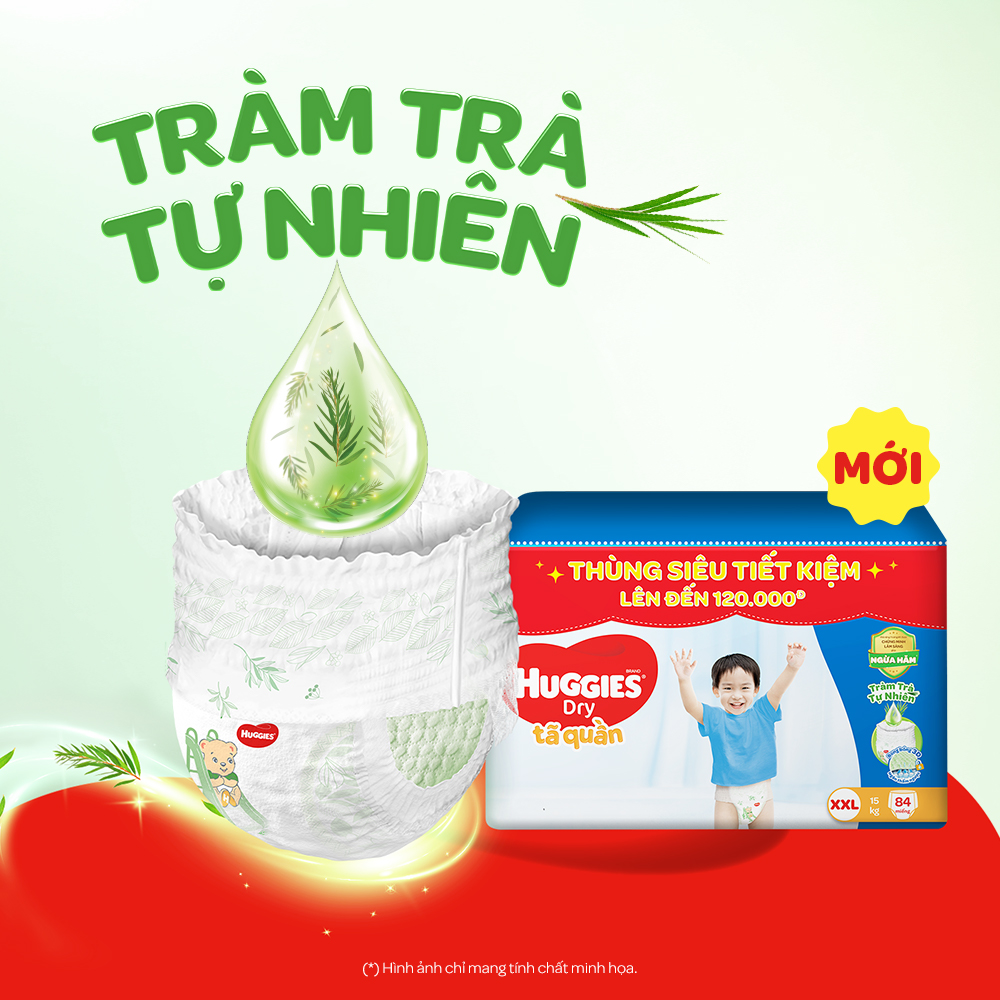 Tã quần Huggies Dry Tràm Trà Tự Nhiên MEGA JUMBO