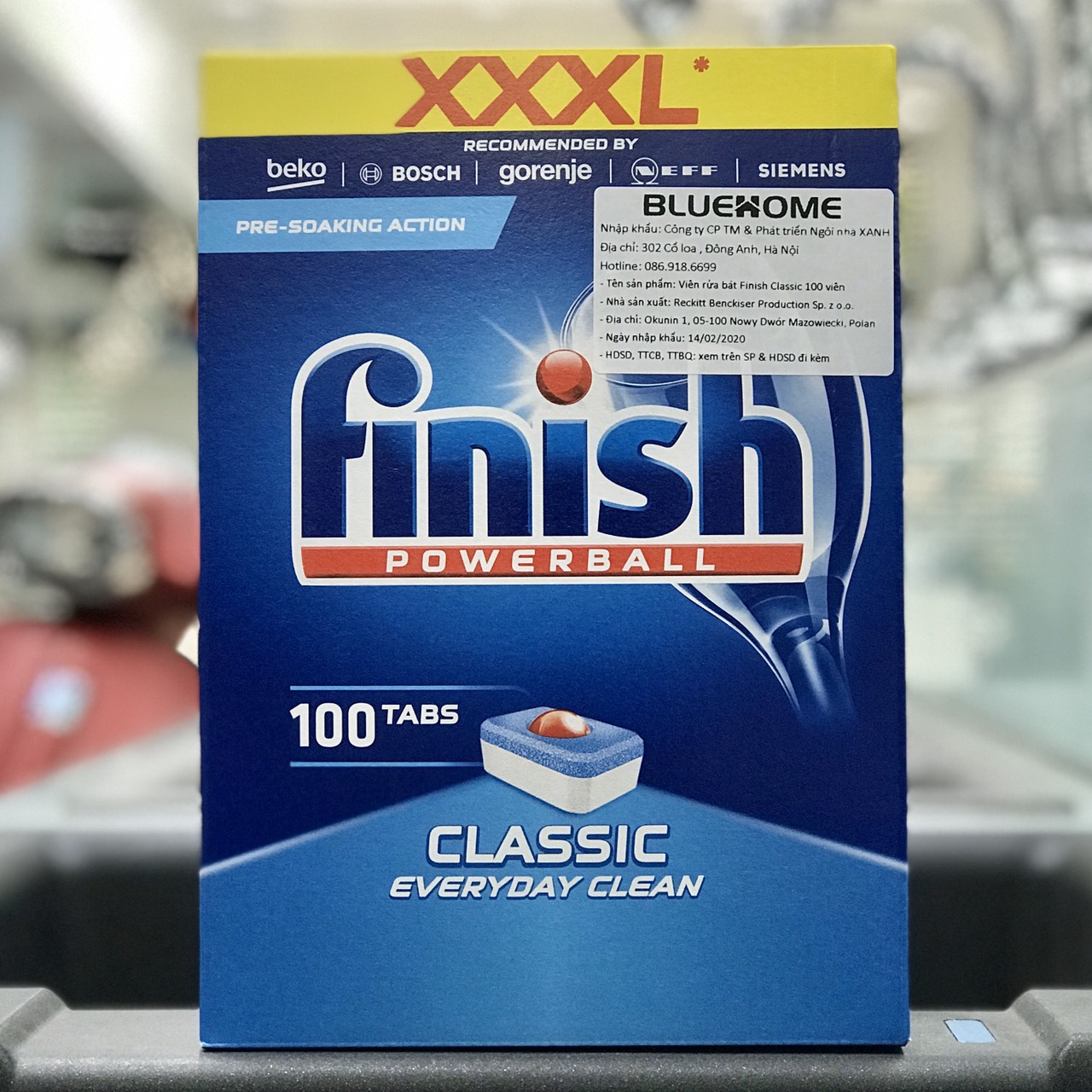 Combo Viên rửa bát Finish Classic 100 viên + Muối Finish 1.2kg + Nước làm bóng Finish 400ml