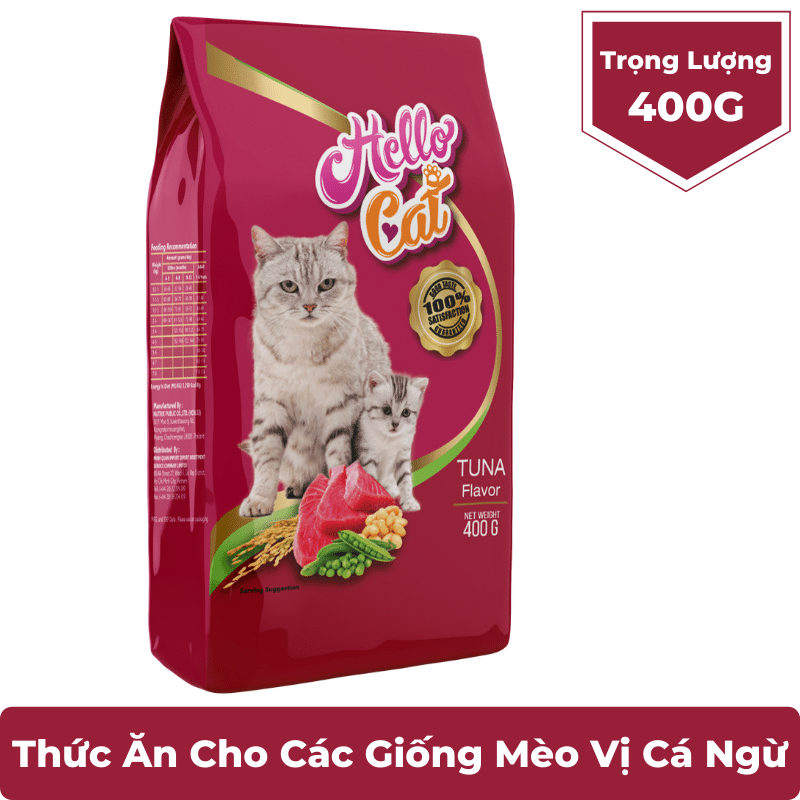 ( Combo 10 Gói ) Thức Ăn Cho Mèo Vị Cá Ngừ - Hello Cat Tuna 4KG ( 400g x 10Gói )