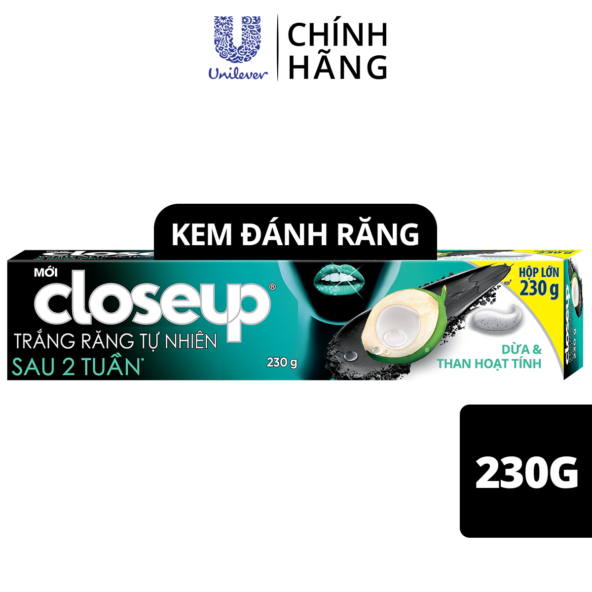 Combo 3 Kem Đánh Răng Closeup Giúp Làm Trắng Răng Tự Nhiên Sau 2 Tuần Với Chiết Xuất Dừa Và Than Hoạt Tính 230G/Tuýp