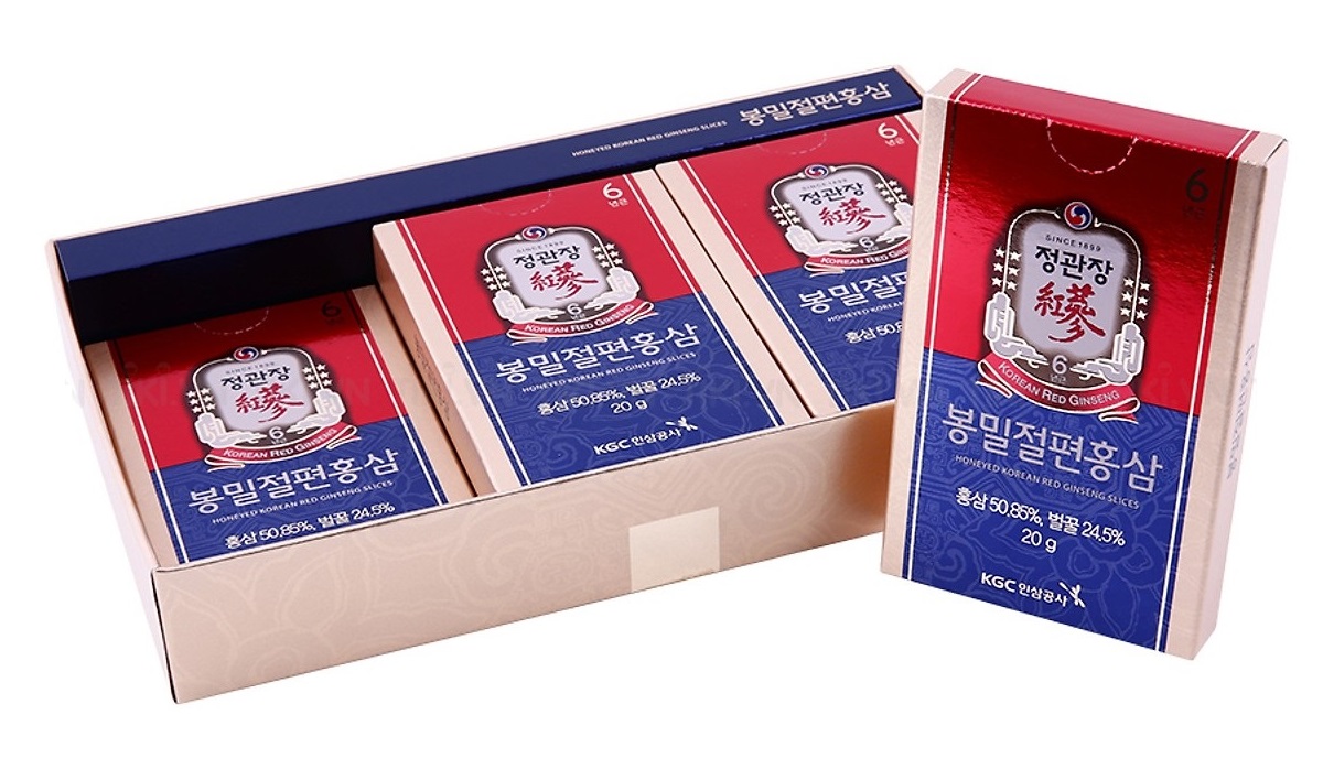 Hồng Sâm Lát Tẩm Mật Ong KGC Honeyed Korean Red Ginseng Slices Hộp 6 Gói