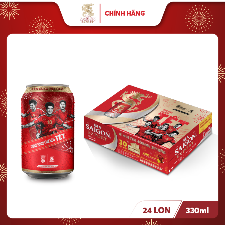 Thùng 24 Lon Bia Sài Gòn Export 330ml