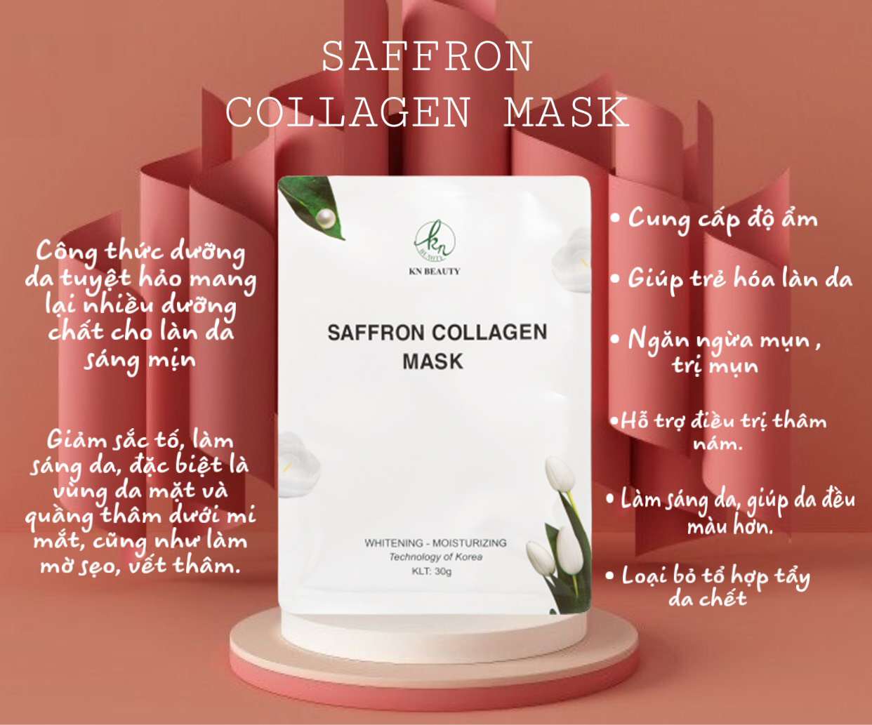 Mặt Nạ Tinh Nhụy Hoa Nghệ Tây KN Beauty - Saffron Collagen Mask 30g