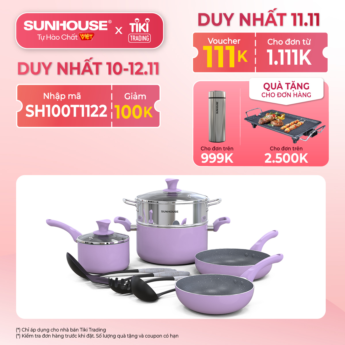 Bộ nồi chảo kèm xửng đáy từ Violet Sunhouse VI115A